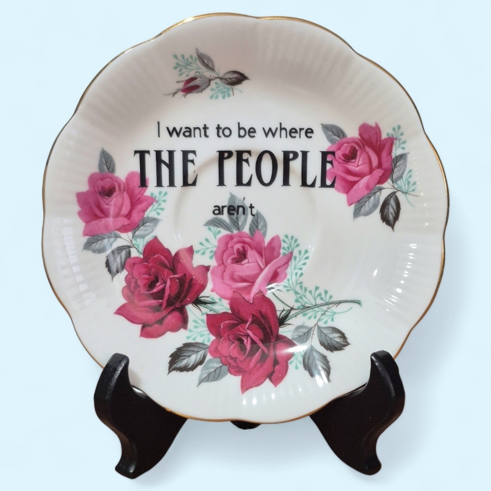One Of A Kind Handpainted Vintage 5.5 Inch Whimsical Decore Plate With Stand
